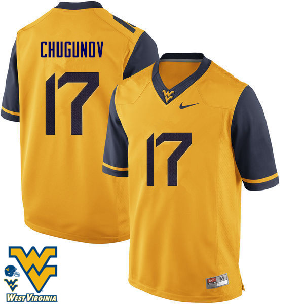 NCAA Men's Mitch Chugunov West Virginia Mountaineers Gold #17 Nike Stitched Football College Authentic Jersey KK23E63XB